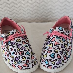 Hey Dude Kids Sneakers with Colorful Heart Design